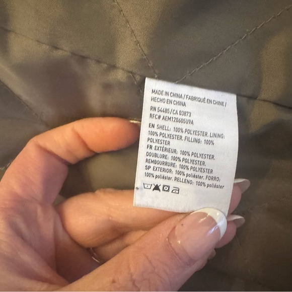 American Eagle green Utility Jacket Pink Fur Hood Parka Sherpa Y2K 00s coat - Picture 11 of 13